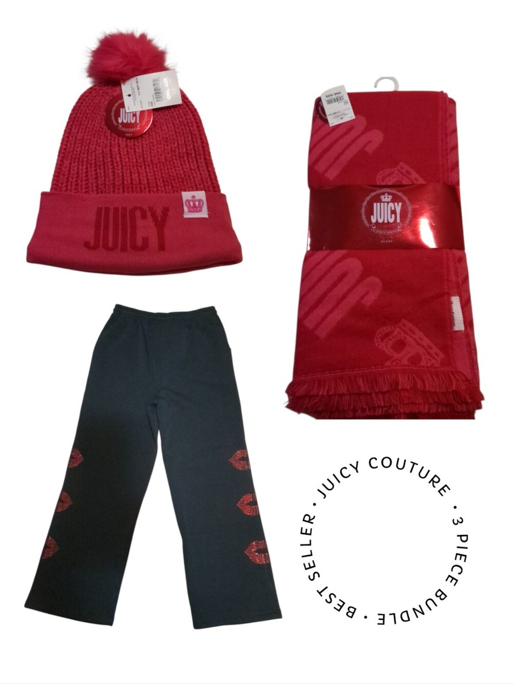 Hat Scarf Sweatpants 3 Piece Bundle